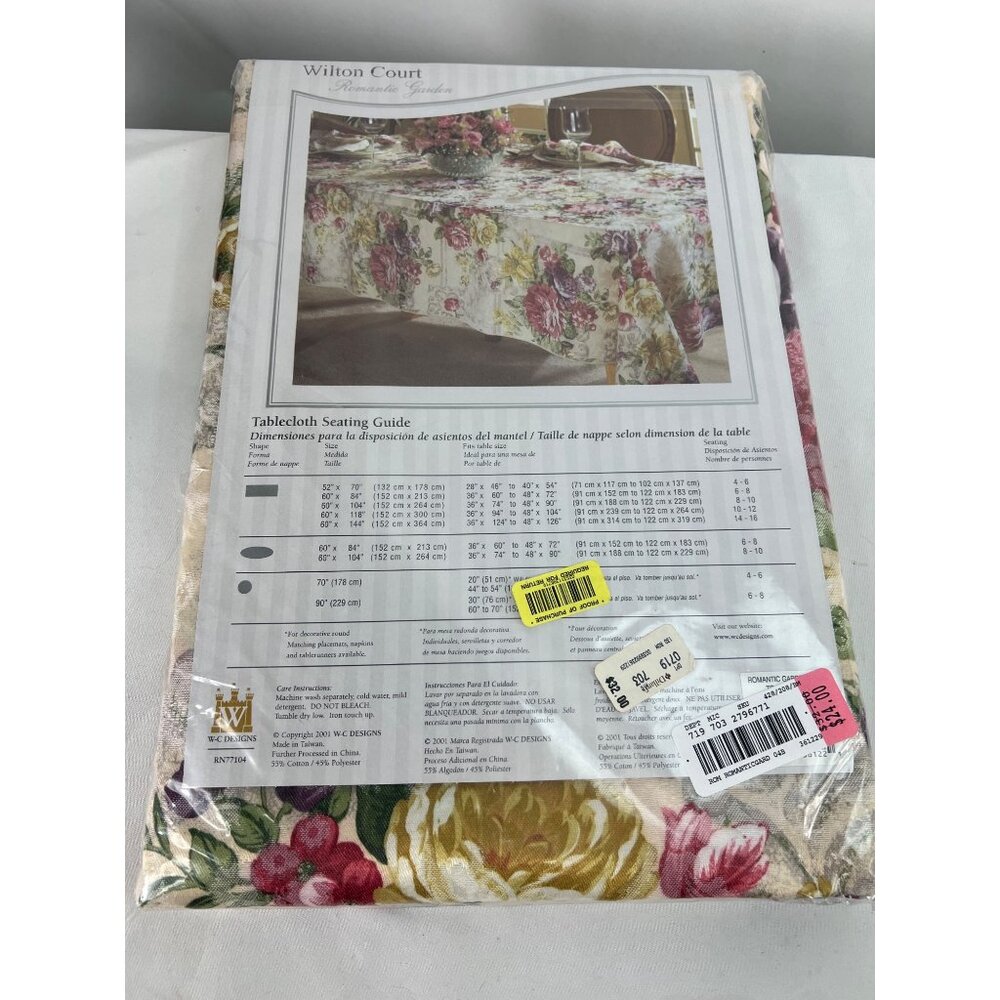 Wilton Court Romantic Garden Oblong Tablecloth 60" X 104" Floral Polyester Cotto - Picture 3 of 3